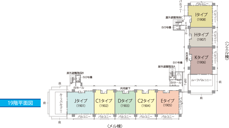 プレサンスロジェ西崎レーヴタワー 沖縄県糸満市西崎 新築分譲マンション 19階平面図