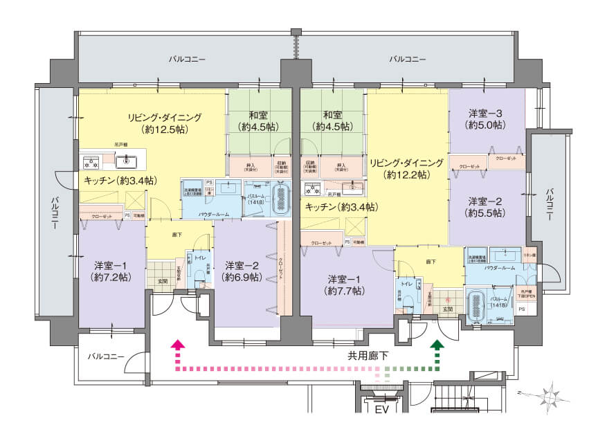 レーヴ牧港一丁目 ルームプラン プライバシーと開放感のある間取り