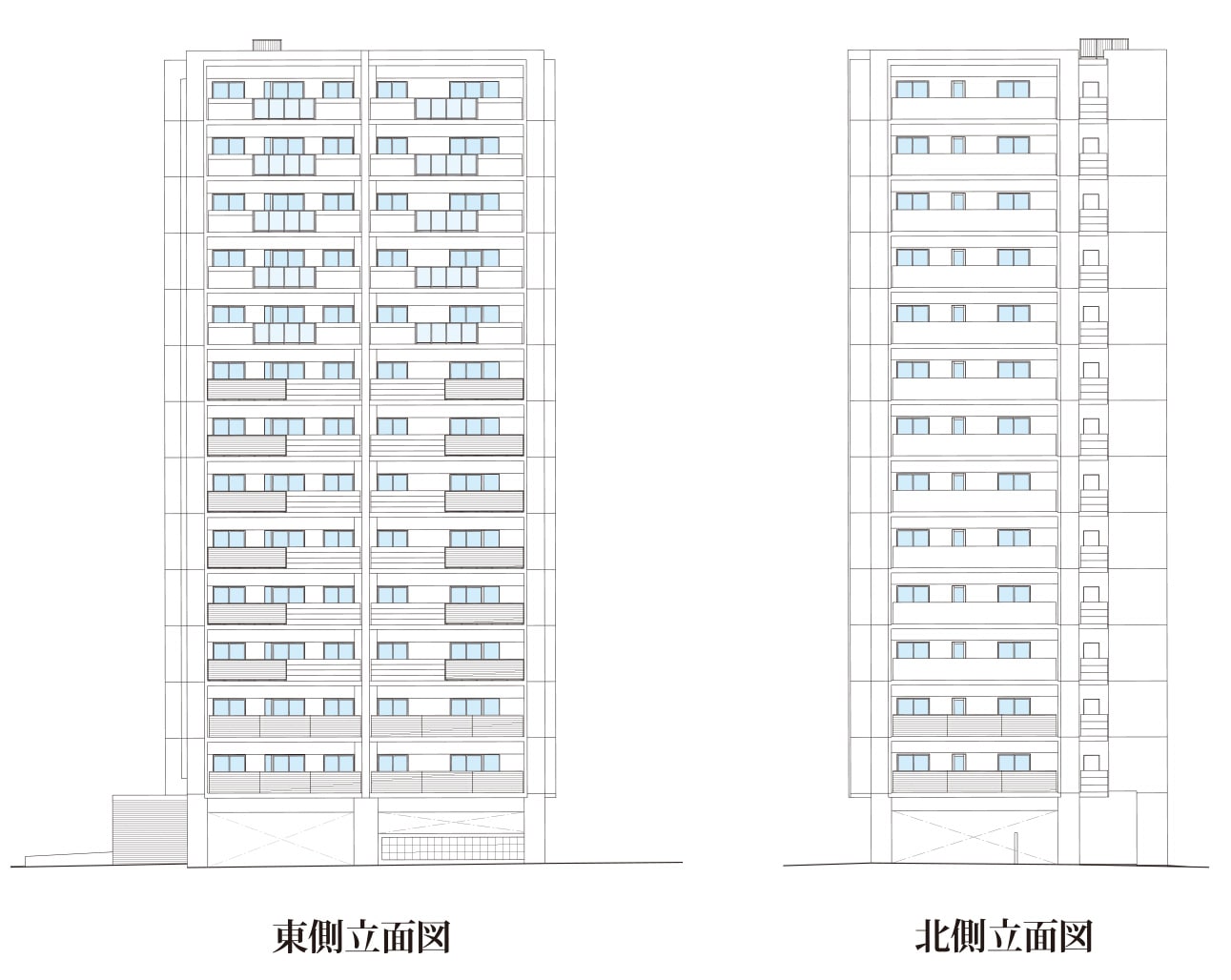 レーヴ牧港一丁目 Elevation Plan 東側立面図 北側立面図