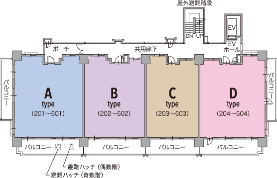 レーヴグランディ東浜 Sea＆Park　2階～5階平面図