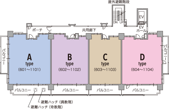 レーヴグランディ東浜 Sea＆Park　6階～11階平面図