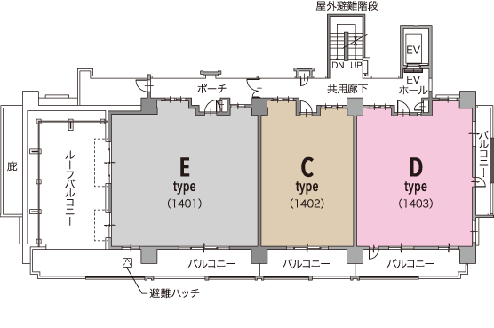 レーヴグランディ東浜 Sea＆Park　14階平面図