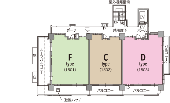 レーヴグランディ東浜 Sea＆Park　15階平面図