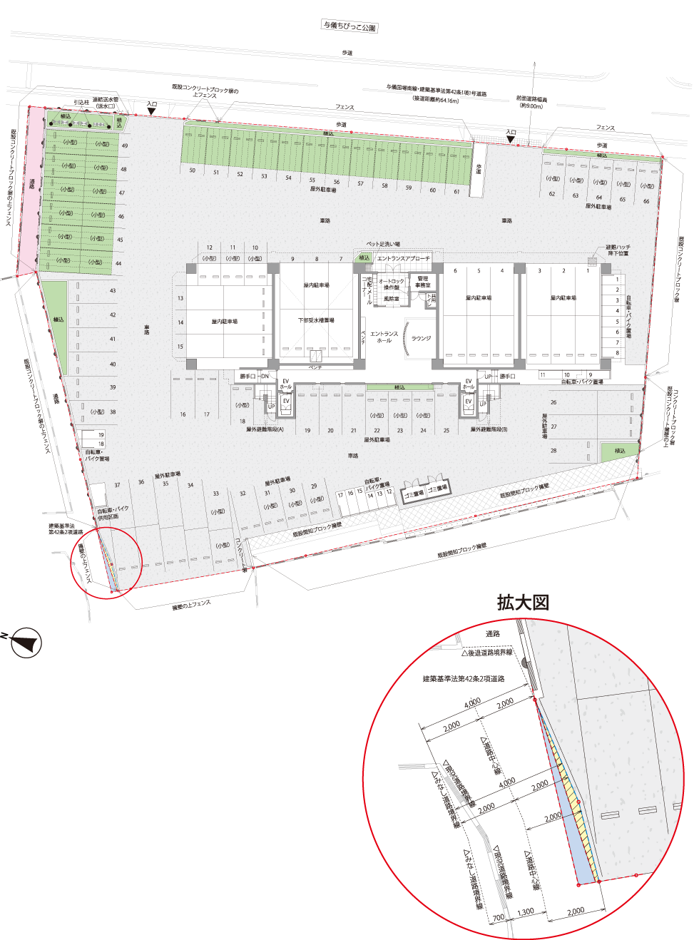 レーヴグランディ古波蔵一丁目 沖縄県那覇市古波蔵 新築分譲マンション 配置図 兼 1階平面図