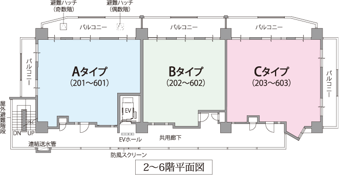 レーヴグランディ銘苅新都心Ⅱ 沖縄県那覇市銘苅 新築分譲マンション 2～6階平面図