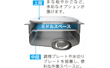 調理プレートや水切りプレートを設置し、便利な作業スペースに。