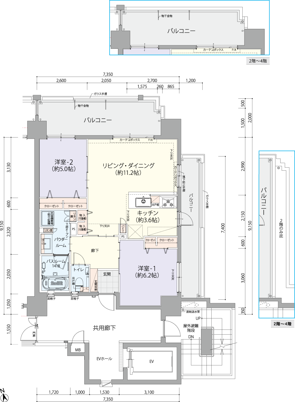 レーヴグランディ浦添宮城　Btypeの間取り