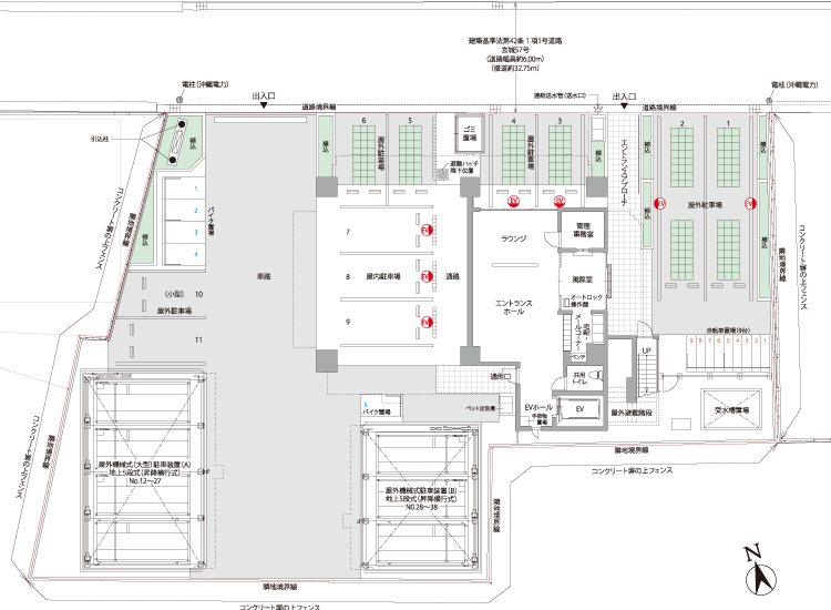 レーヴグランディ浦添宮城　配置図 兼 1階平面図