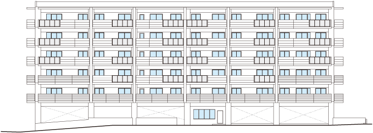 レーヴグランディ八重瀬　東側立面図